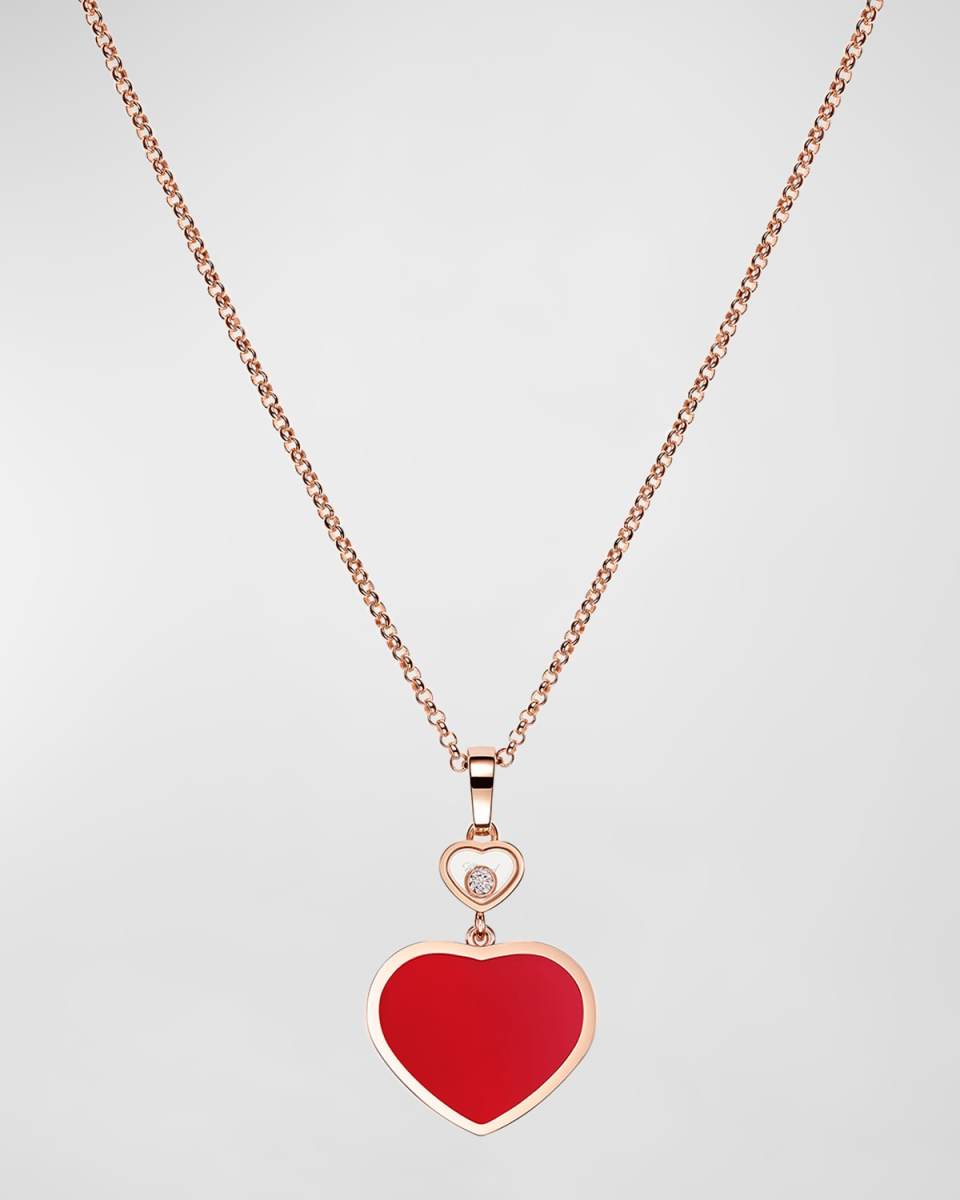 Happy Hearts 18K Rose Gold & Diamond Pendant Necklace